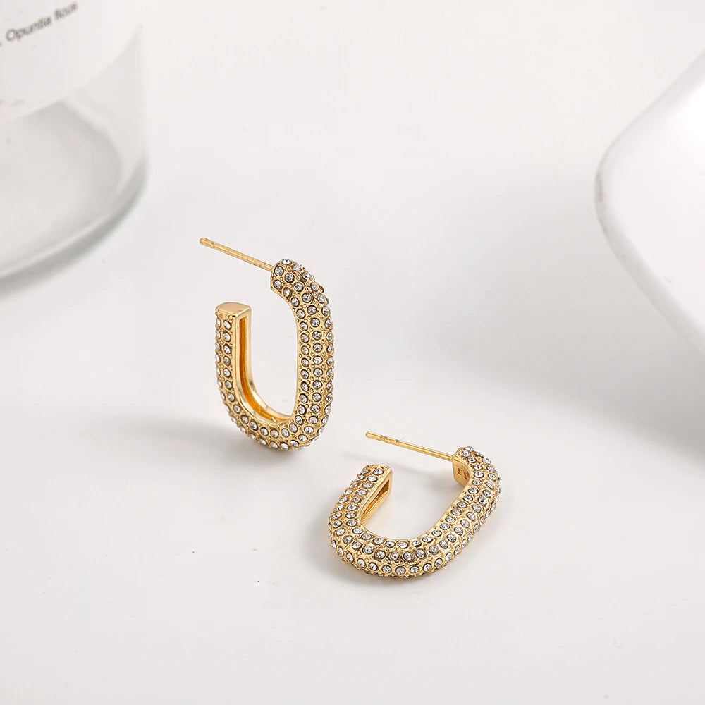Amorexya U-Shape Gold Huggie Earrings