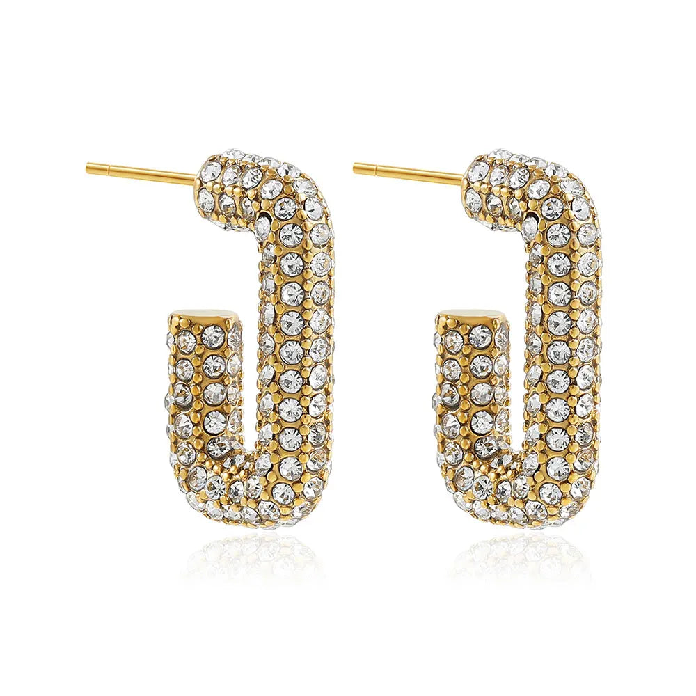 Amorexya U-Shape Gold Huggie Earrings