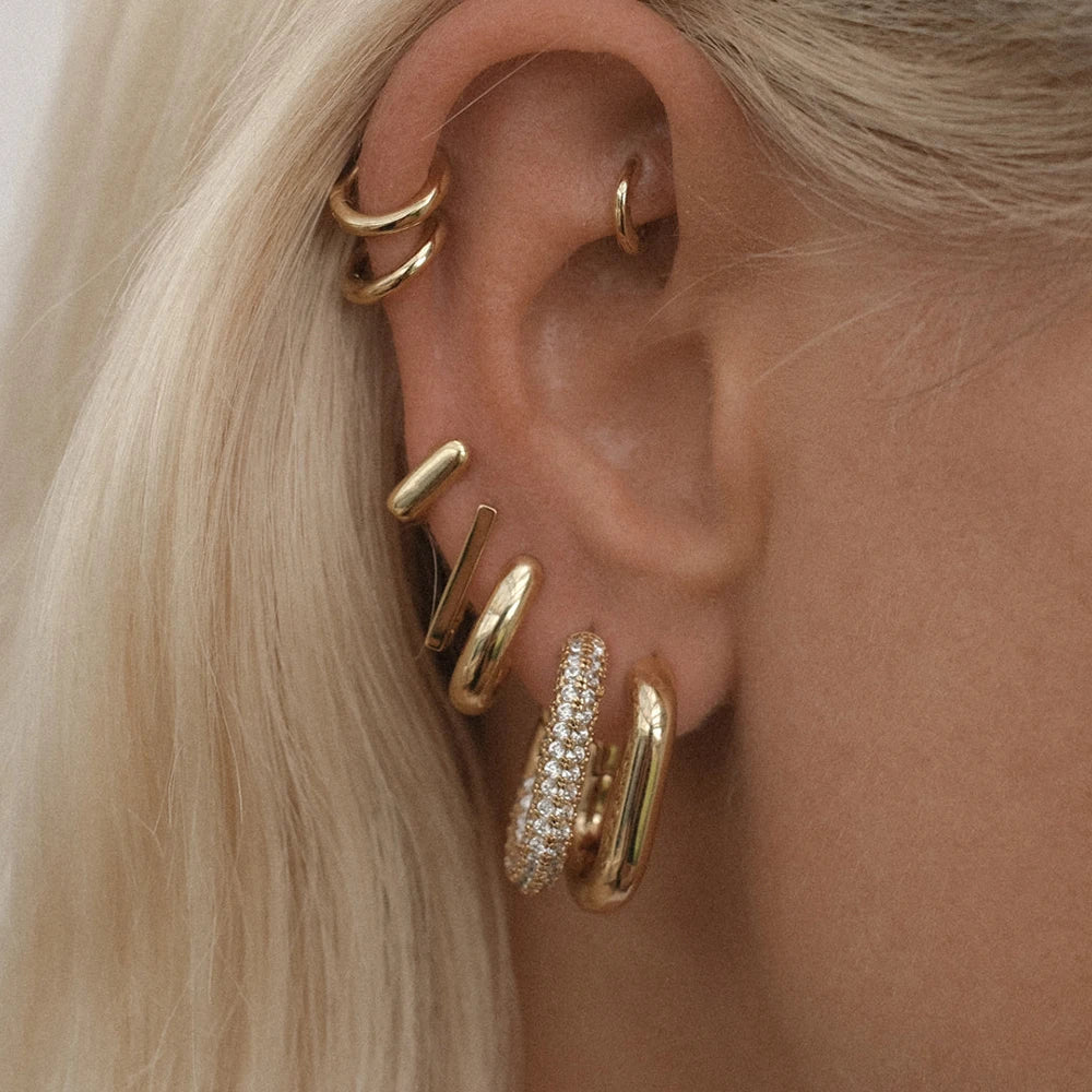 Amorexya U-Shape Gold Huggie Earrings