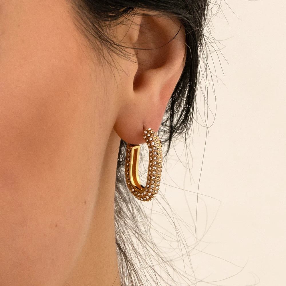 Amorexya U-Shape Gold Huggie Earrings