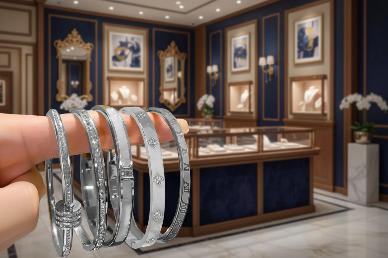 Amorexya Stainless Steel Bracelet Set for Women