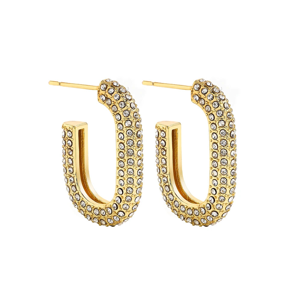 Amorexya U-Shape Gold Huggie Earrings